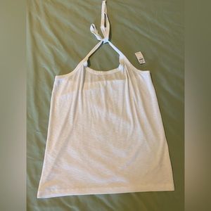 American Eagle White Ribbed Halter Top